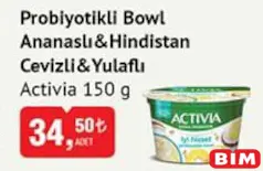 ACTİVİA PROBİYOTİKLİ BOWL ANANASLI HİNDİSTAN CEVİZLİ YULAFLI 150 G fiyat ve kampanya bilgisi